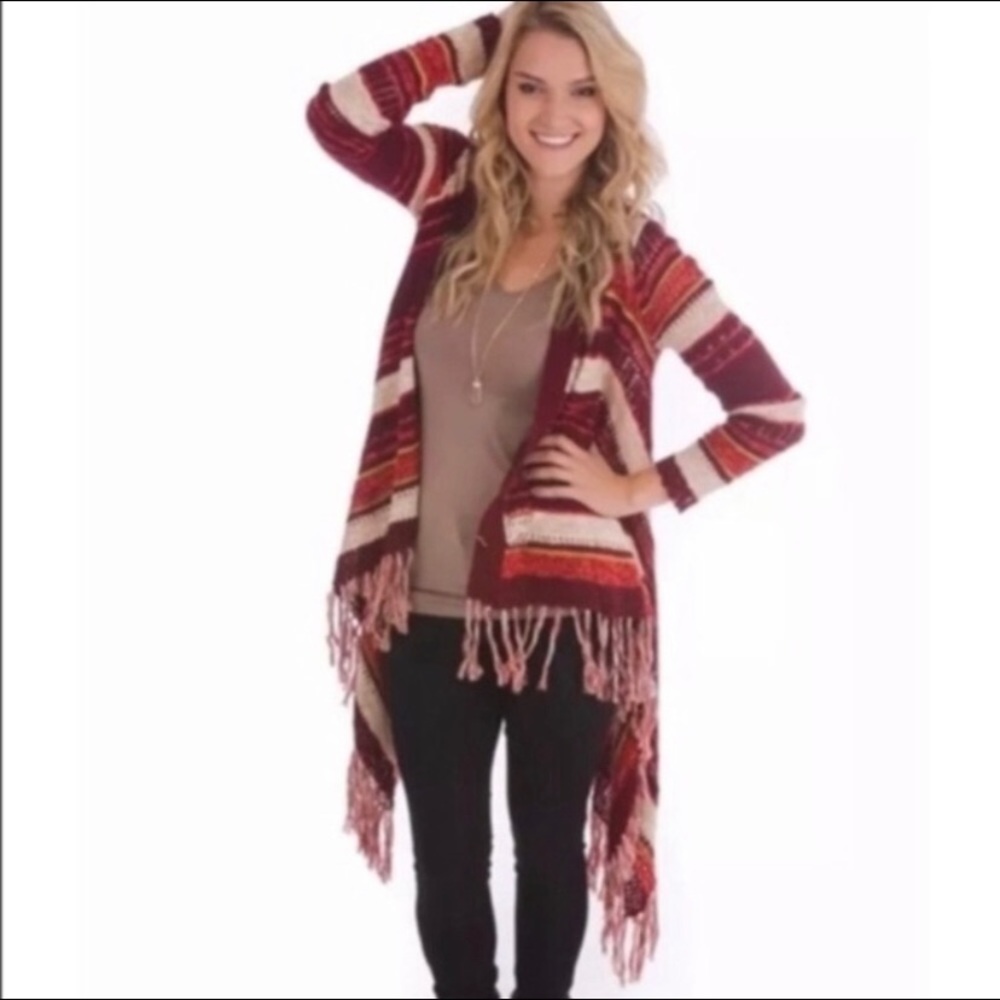 LUCKY BRAND Pumpkin Spice Fringe Cardigan